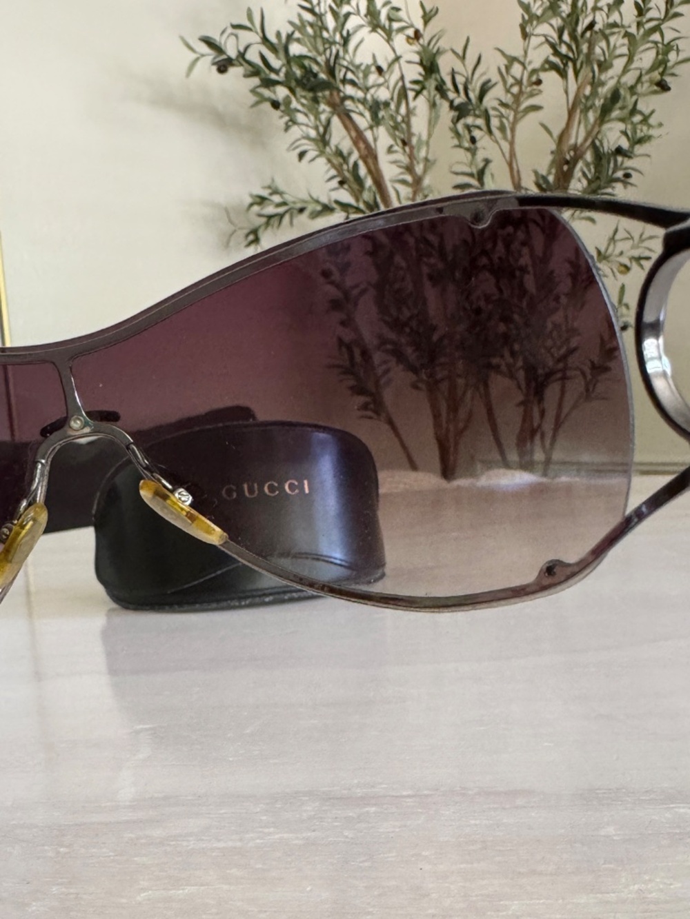 GUCCI Vintage Y2K Wraparound Shield Sunglasses Horsebit Purple Aviator GG 2764/S - Picture 8 of 12